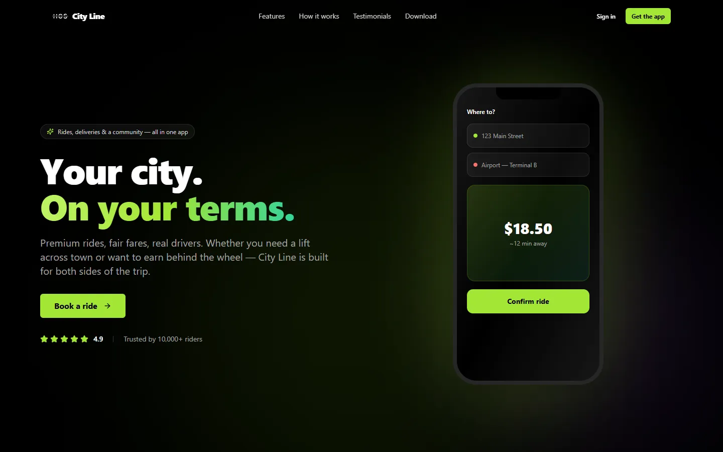 Cityline Transportation's website: Your city. On your terms.
